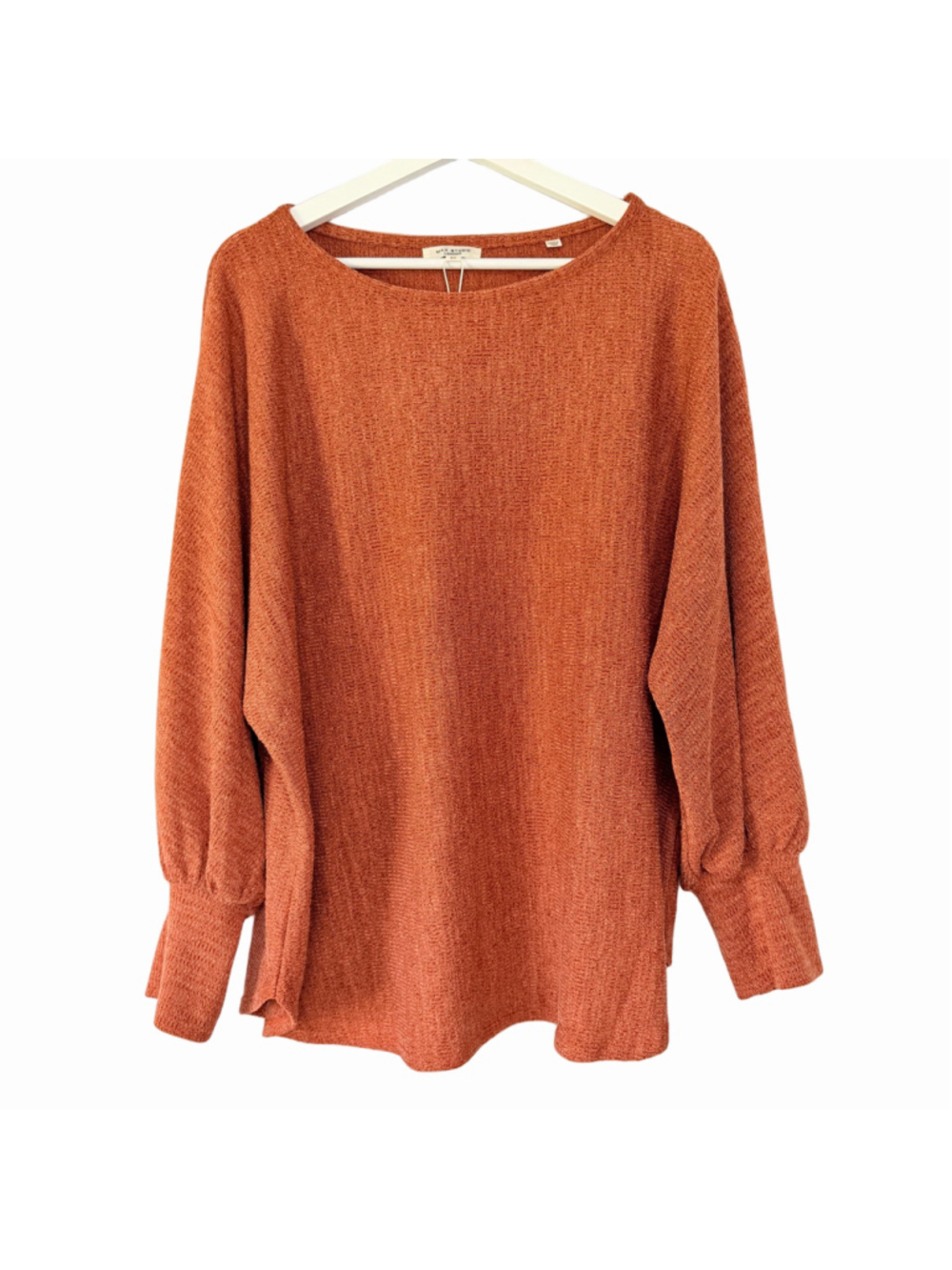 Max Studio New Cedar Orange Boatneck Knit Sweater Women's Plus Size 2X Cozy Fall